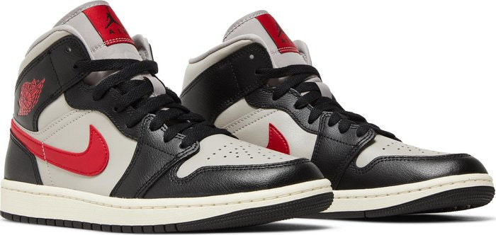 Jordan 1 Mid Black College Grey Gym Red (W)