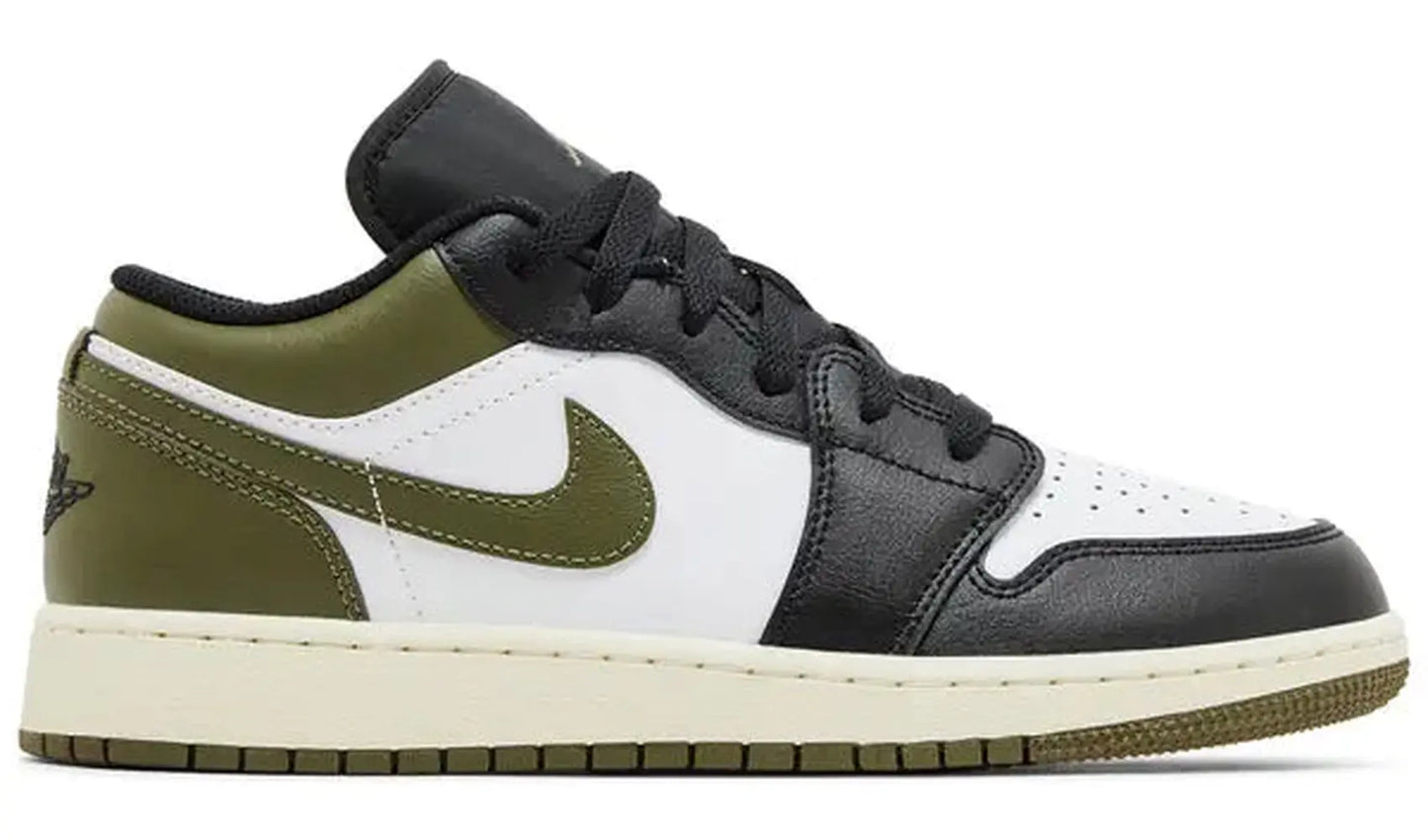 Jordan 1 Low Black Toe Medium Olive (GS)