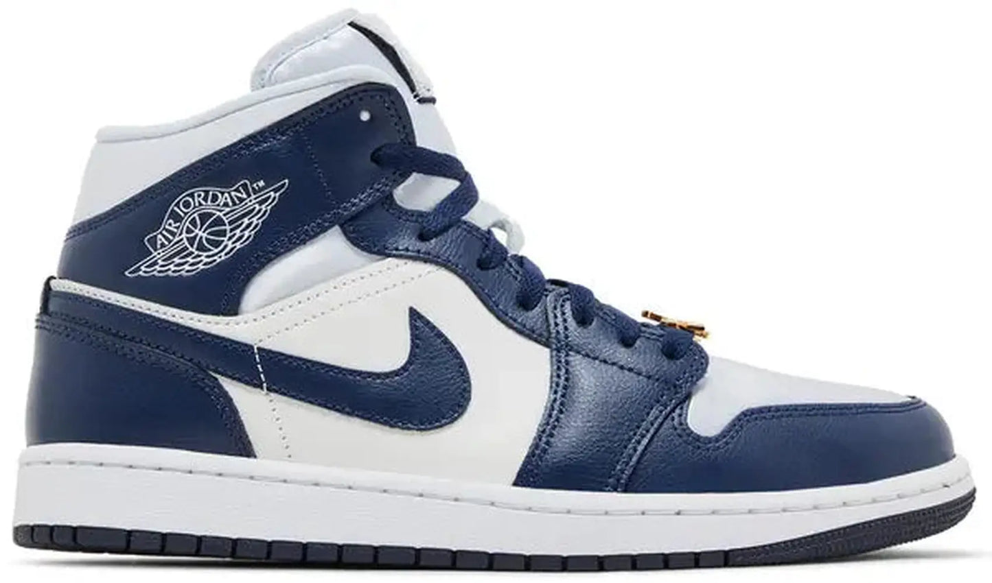 Jordan 1 Mid Football Grey White Midnight Navy (W)