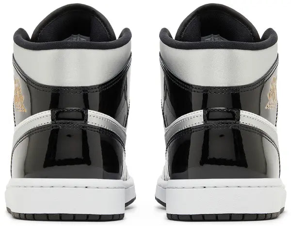 Jordan 1 Mid SE Patent Black White Metallic