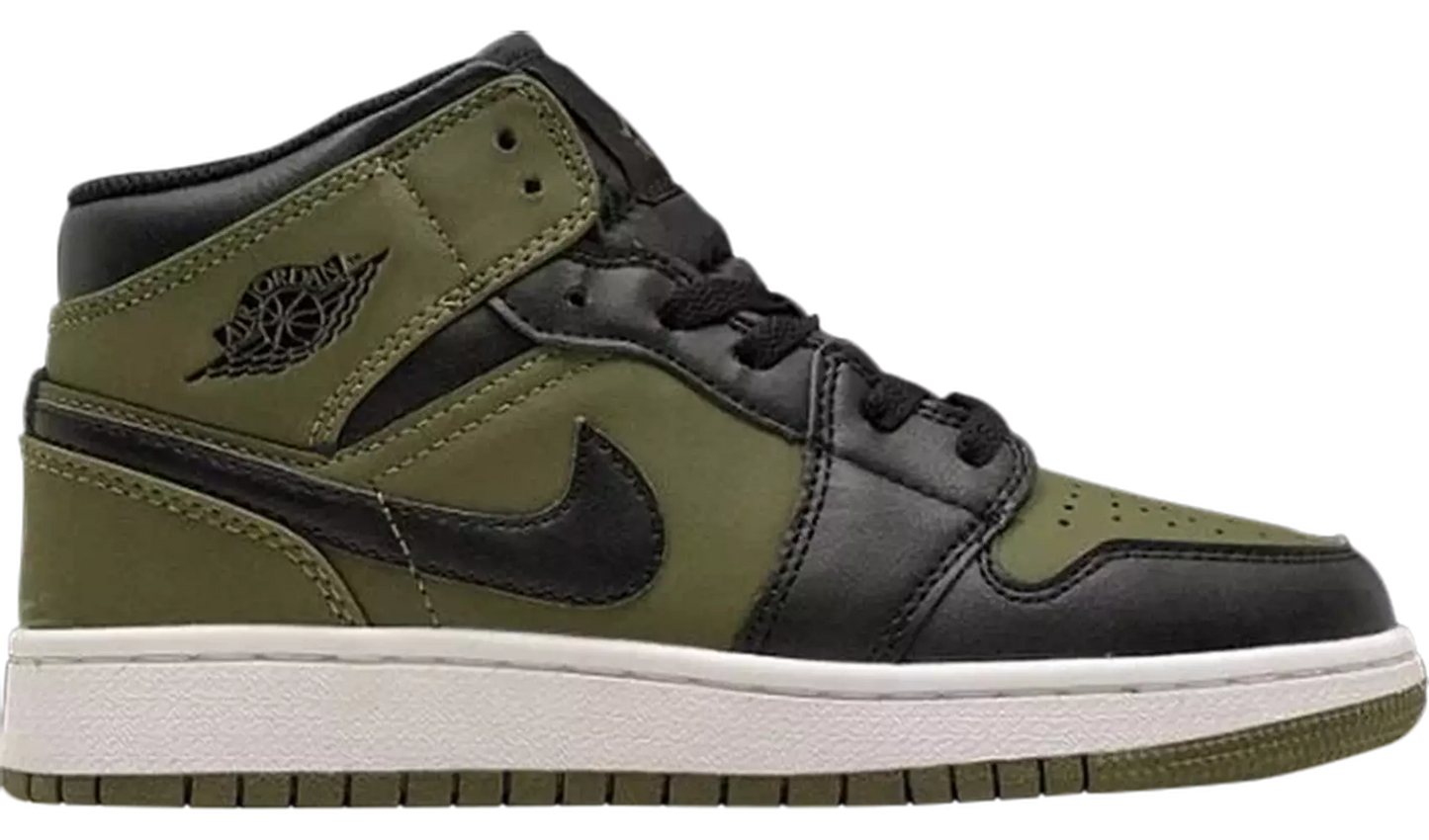 Jordan 1 Mid Olive Canvas Black (GS)