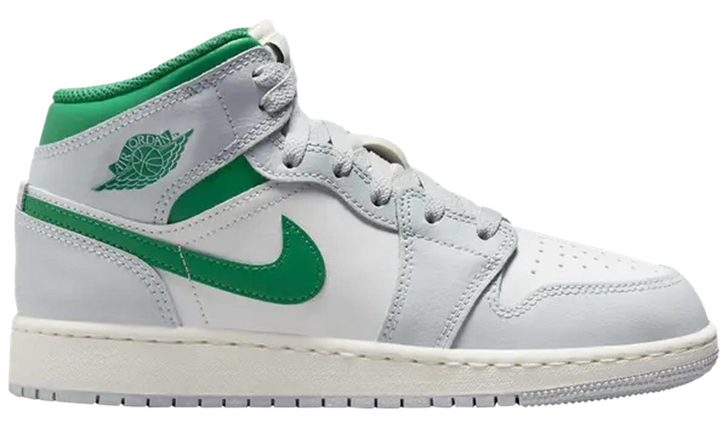 Jordan 1 Mid White Pure Platinum Pine Green (GS)