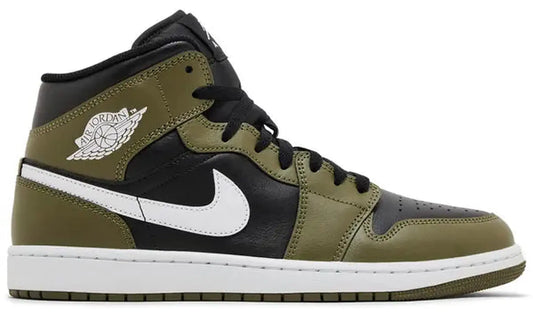 Jordan 1 Mid Black White Olive