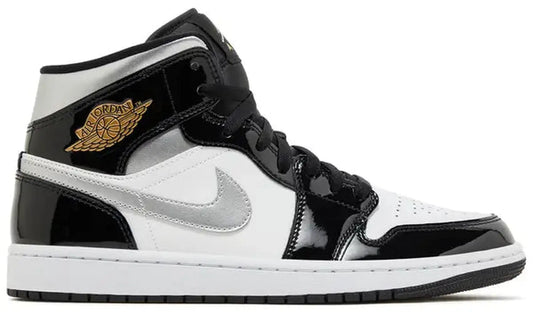 Jordan 1 Mid SE Patent Black White Metallic