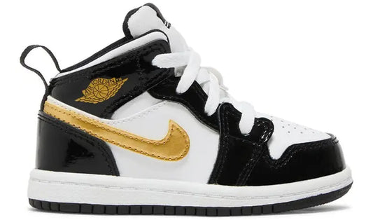 Jordan 1 Mid Patent Black White Gold (TD)