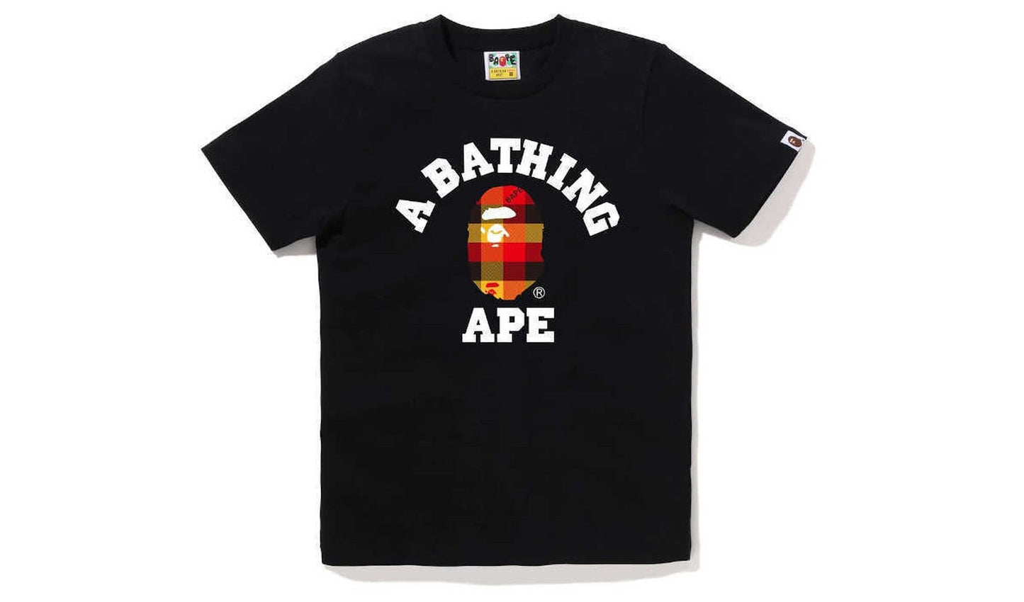 BAPE Check College Tee Ladies Black x Red